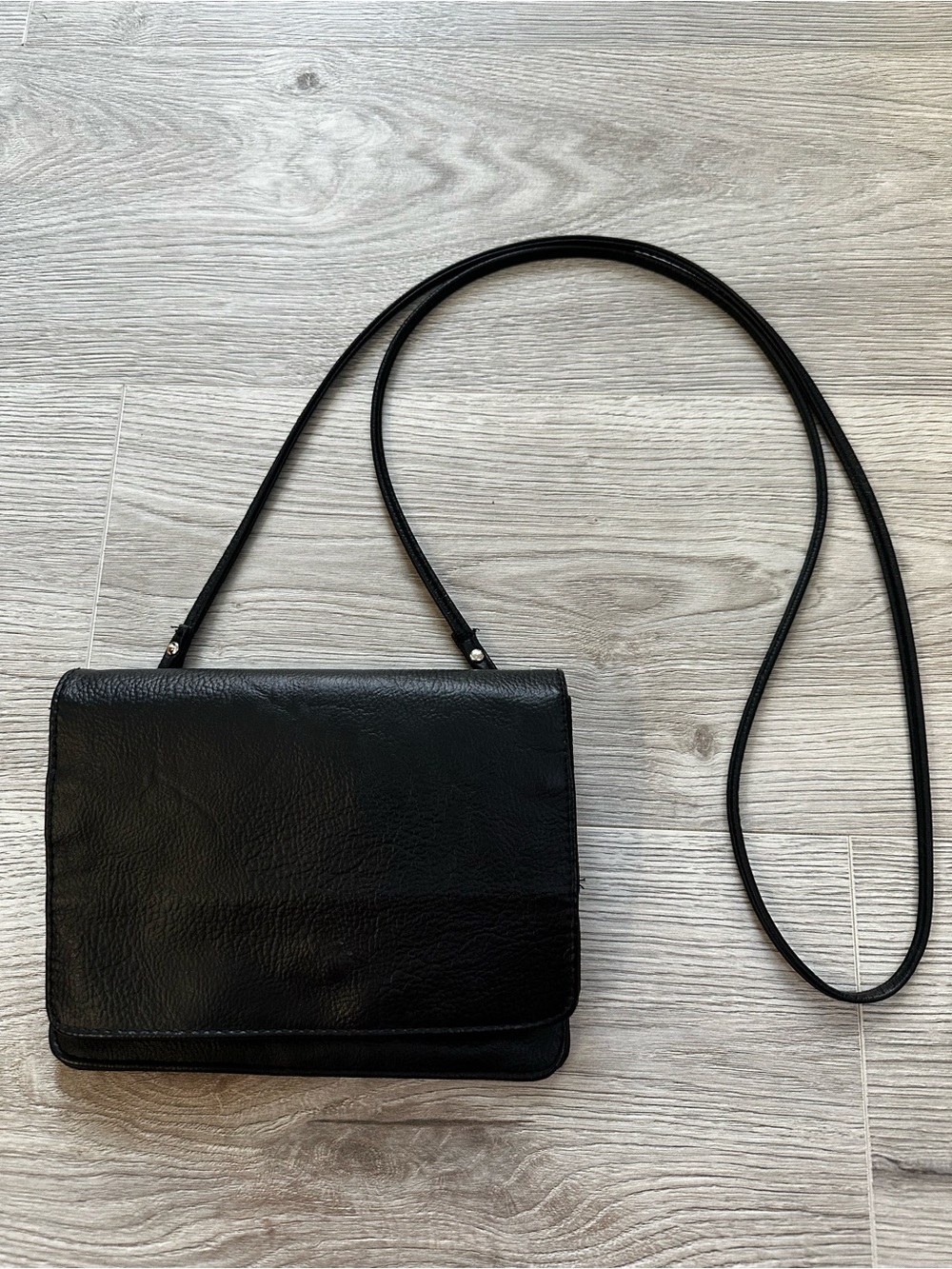 Safe Keeper Vintage Black Textured Crossbody Bag - Stadium Size Concert Festival